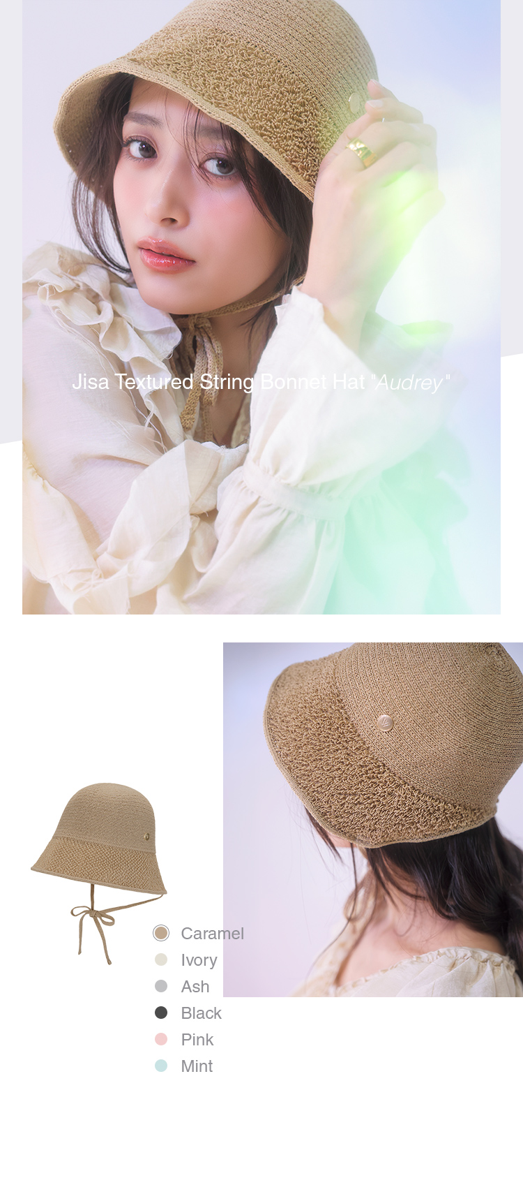 Jisa Textured String Bonnet Hat ”Audrey”