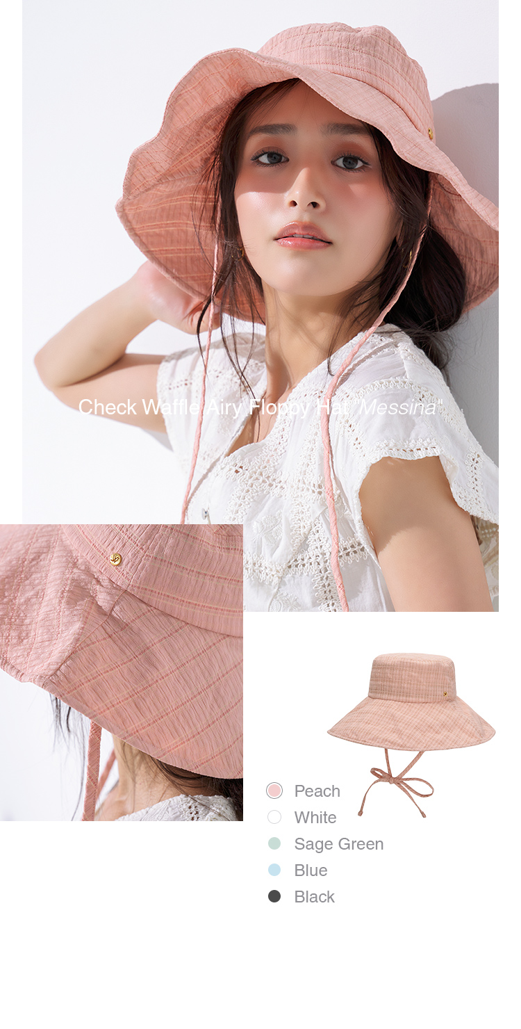 Check Waffle Airy Floppy Hat ”Messina”